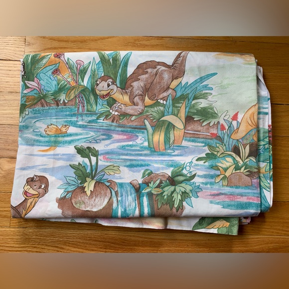 Rare ✨Vintage 1987 🌴🦕Land Before Time Twin Size Flat Sheet - Picture 3 of 6